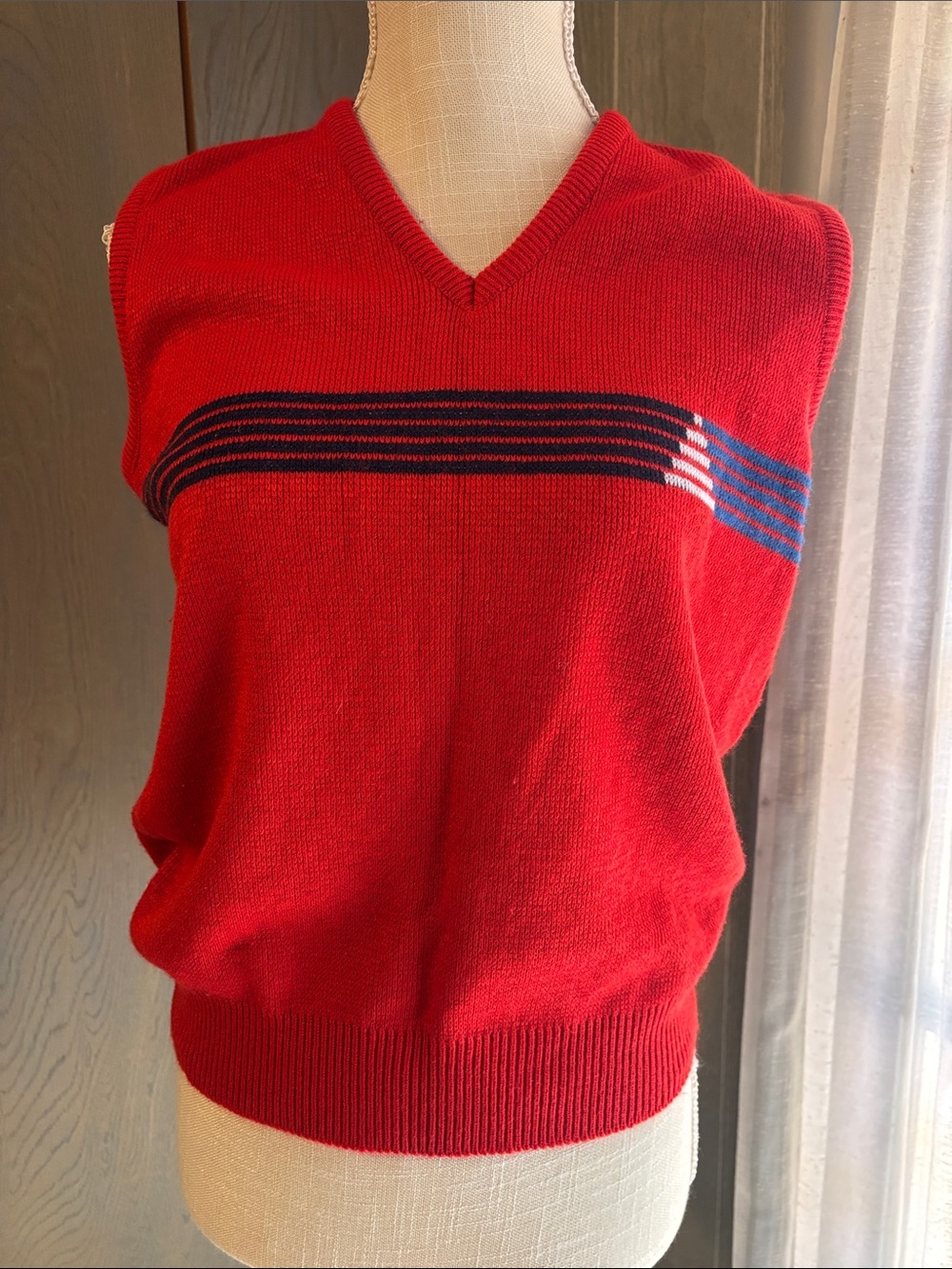 Vintage 80s Tail Sweater Vest Retro Sailboat Gamer Nerd Stranger Things